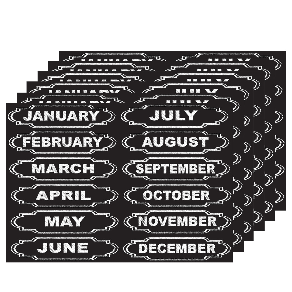 Ashley Productions Die-Cut Magnets, Chalkboard Calendar Months, 12 Magnets Per Pack, Set Of 6 Packs MPN:ASH19005-6