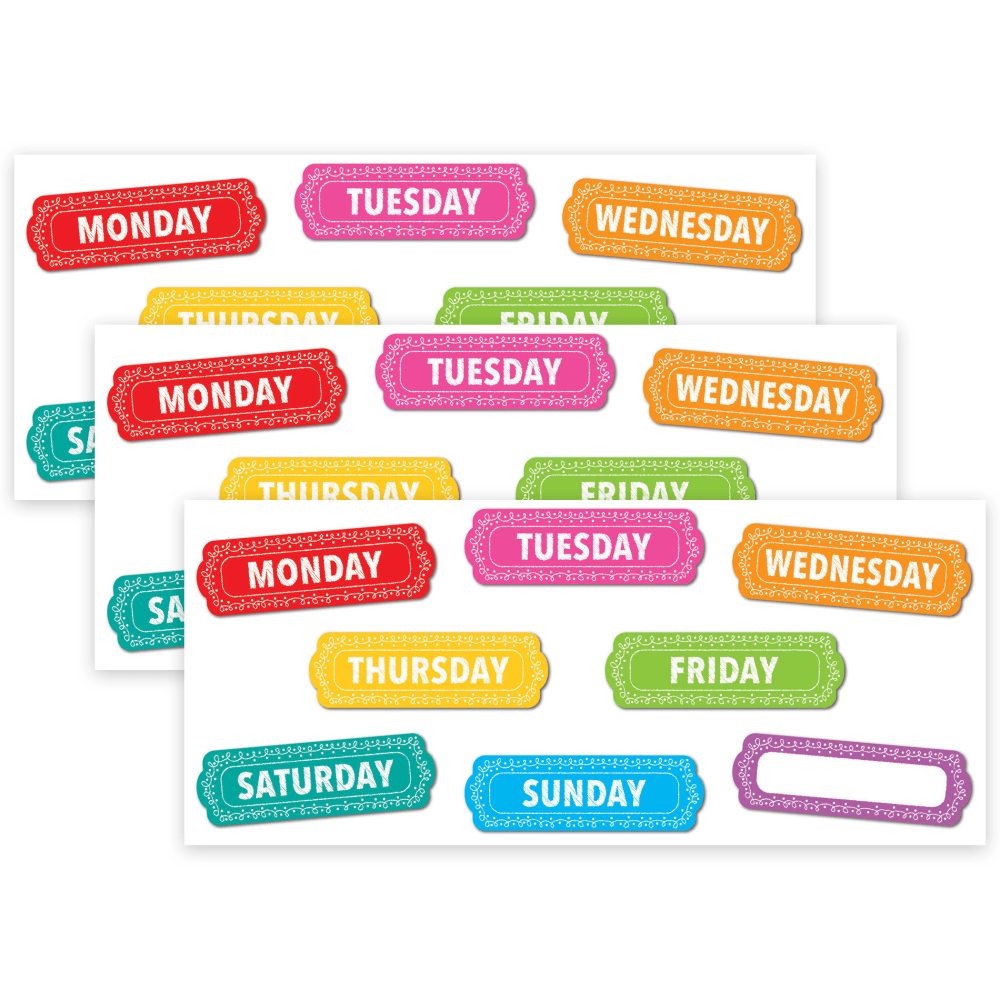 Ashley Productions Magnetic Die-Cut Timesavers & Labels, Days of the Week, Chalk Loops, 8 Pieces Per Pack, Set Of 3 Packs MPN:ASH19021-3