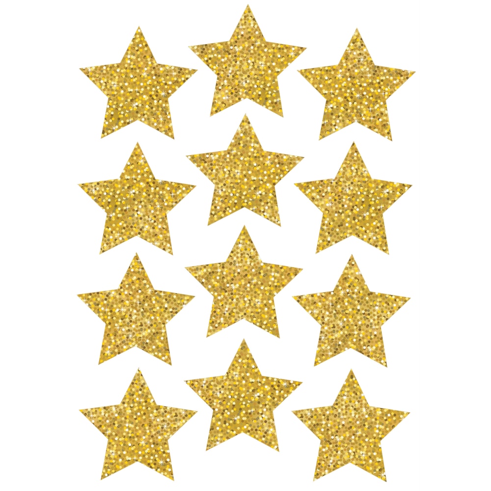 Ashley Productions Die-Cut Magnets, 3in, Gold Sparkle Stars, 12 Per Pack, Set Of 6 Packs MPN:ASH30400-6