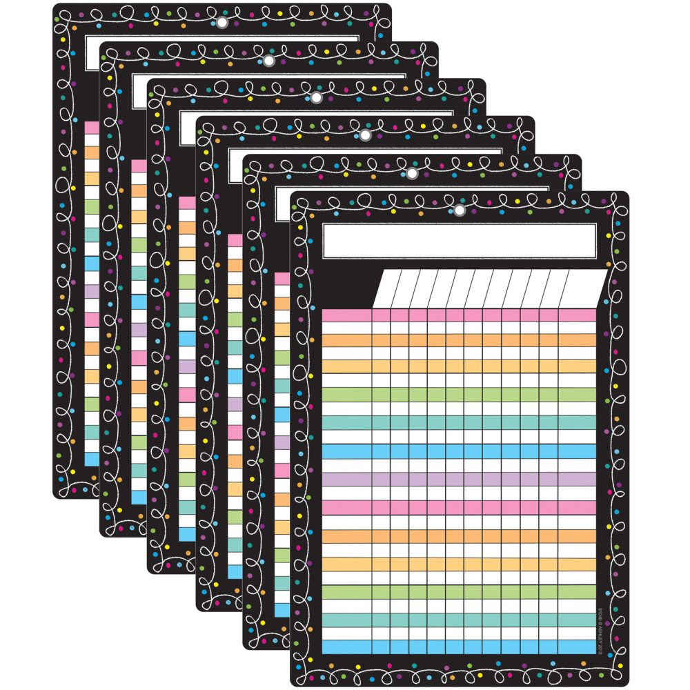 Ashley Productions Smart Poly Chart, 13in x 19in, Chalk Dots With Loops Incentive, w/Grommet, Pack Of 6 MPN:ASH91049-6