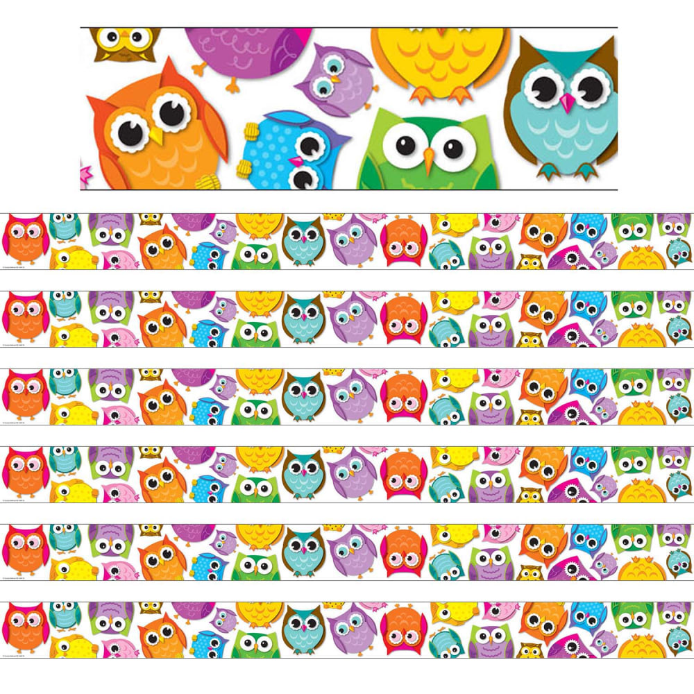 Carson Dellosa Education Straight Border, Colorful Owls, 36ft Per Pack, Set Of 6 Packs MPN:CD-108176-6