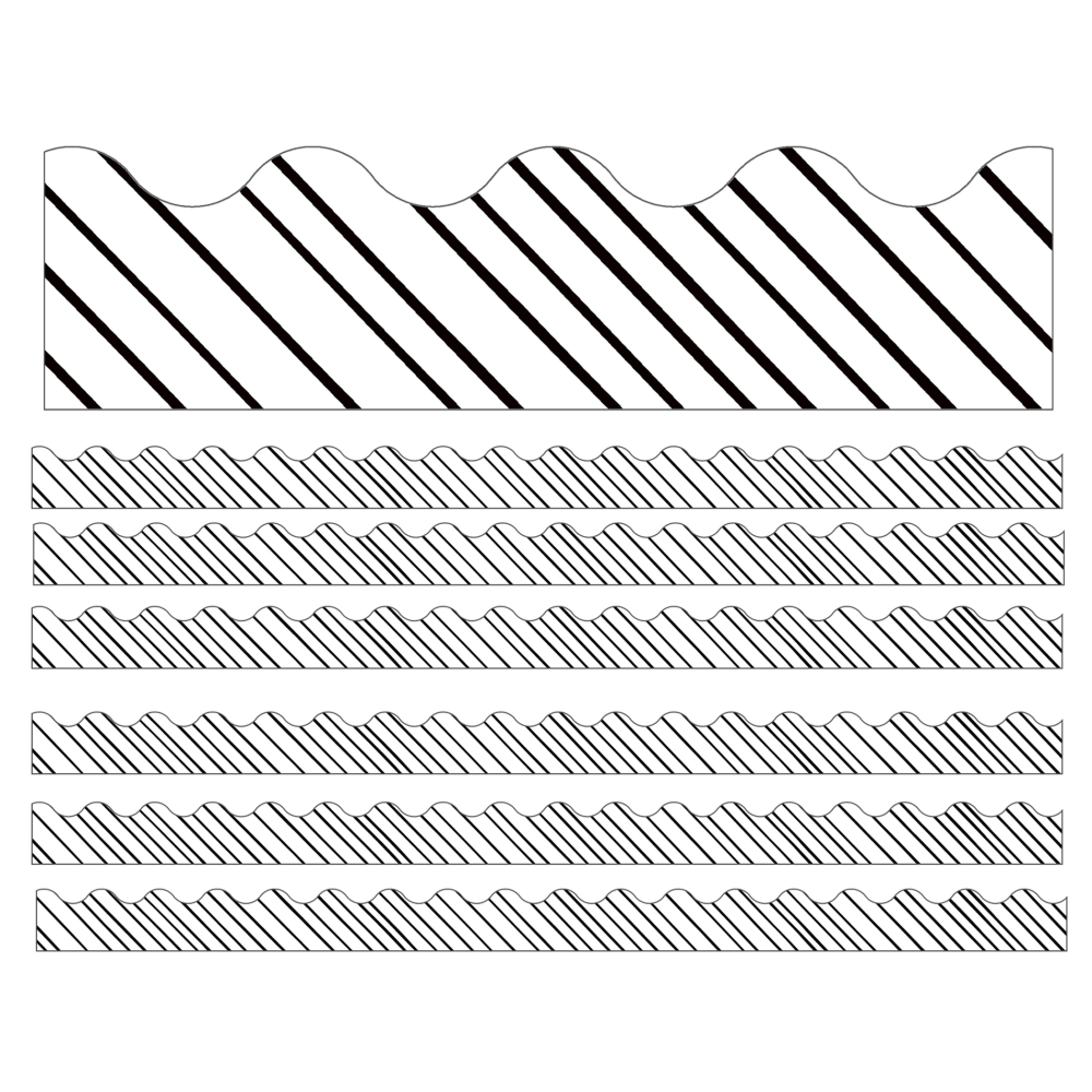 Carson Dellosa Education Scalloped Border, Kind Vibes Black & White Stripes, 39ft Per Pack, Set Of 6 Packs MPN:CD-108434-6