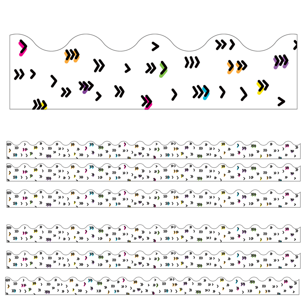 Carson Dellosa Education Scalloped Border, Kind Vibes Rainbow Doodles, 39ft Per Pack, Set Of 6 Packs MPN:CD-108435-6