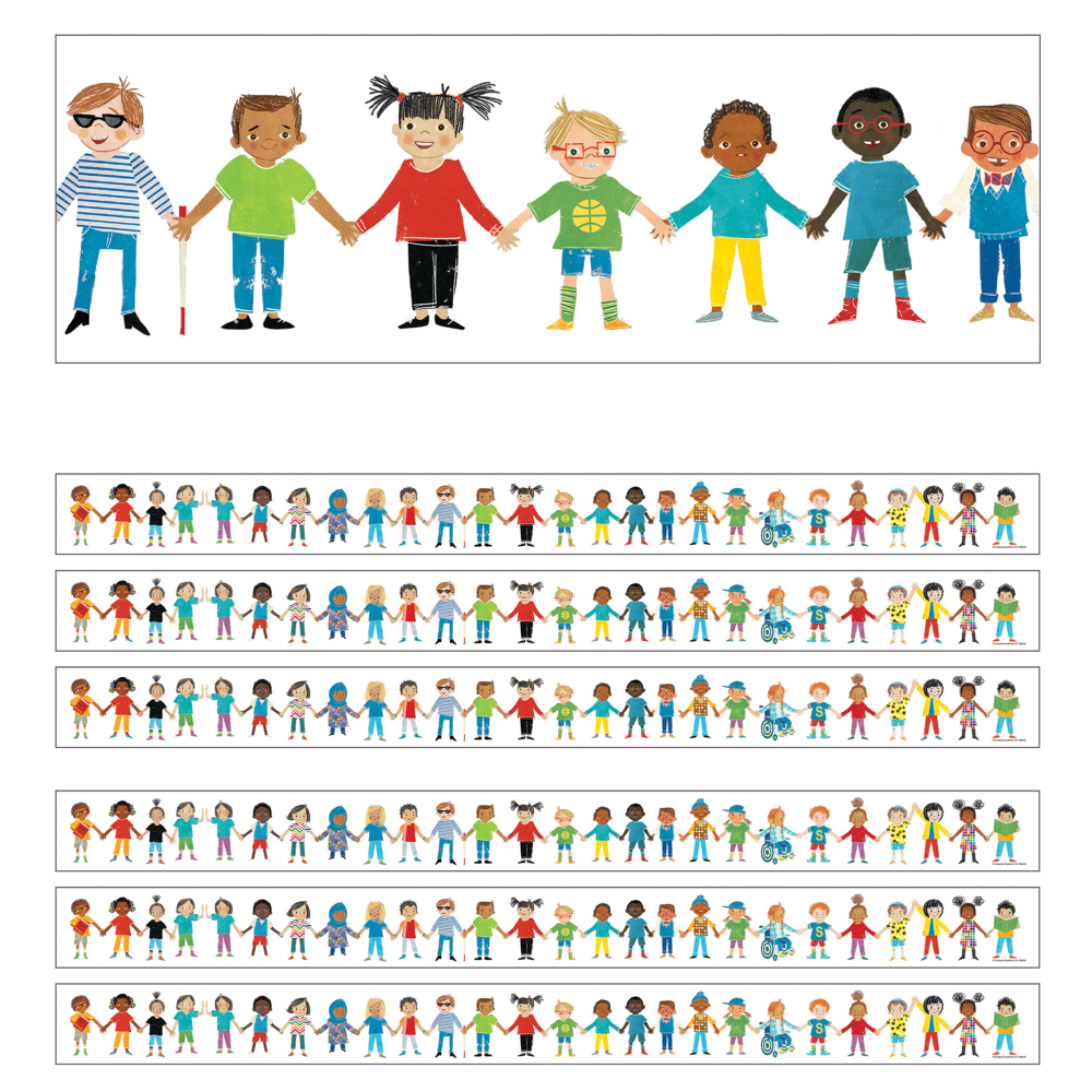 Carson Dellosa Education Straight Borders, All Are Welcome Kids, 36ft Per Pack, Set Of 6 Packs MPN:CD-108439-6