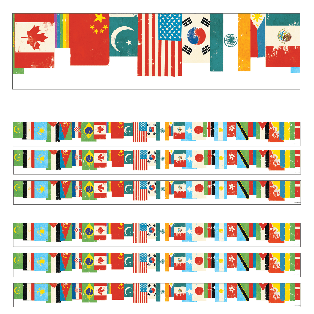 Carson Dellosa Education Straight Borders, All Are Welcome Flags, 36ft Per Pack, Set Of 6 Packs MPN:CD-108441-6