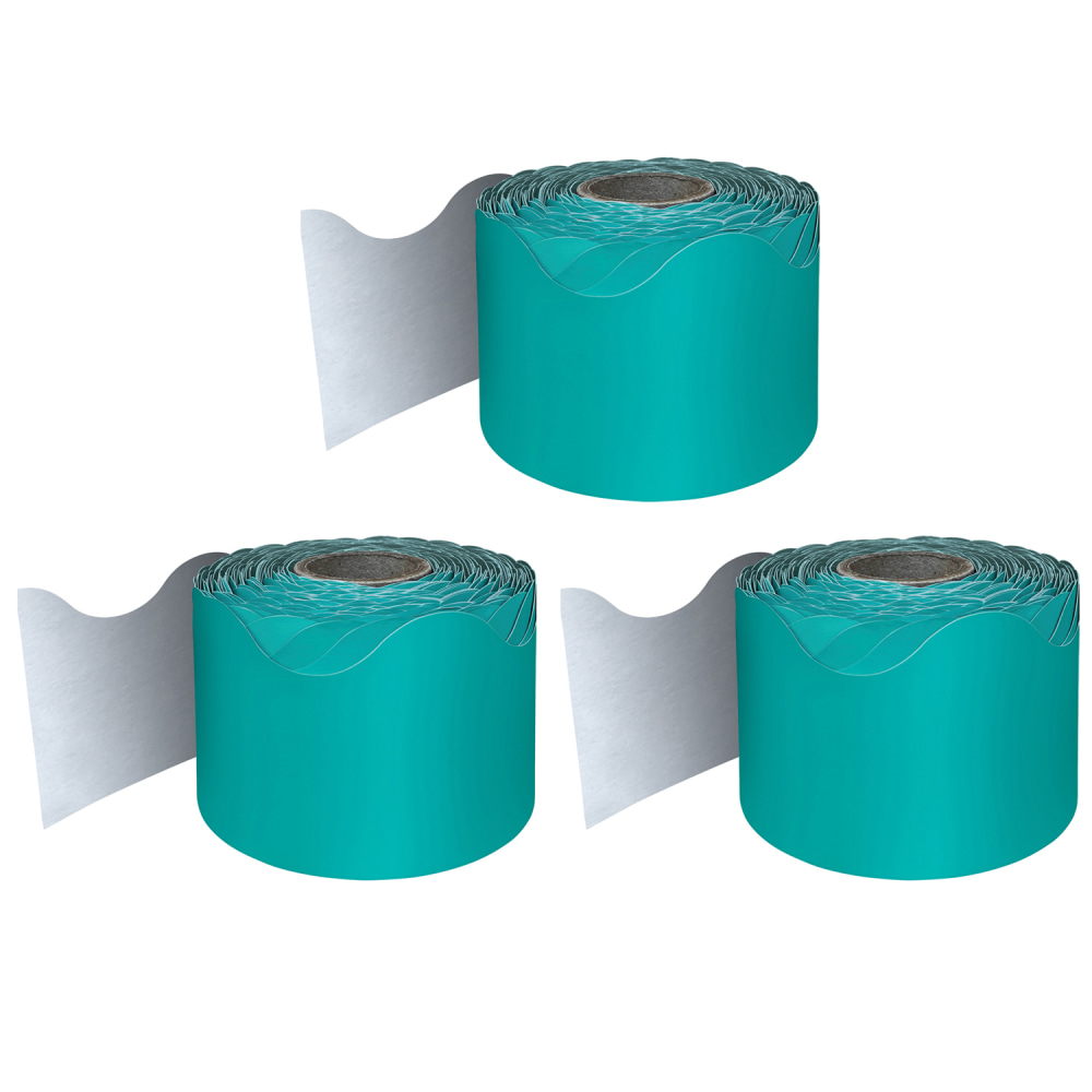 Carson Dellosa Education Rolled Scalloped Borders, Teal, 65ft Per Roll, Pack Of 3 Rolls MPN:CD-108471-3