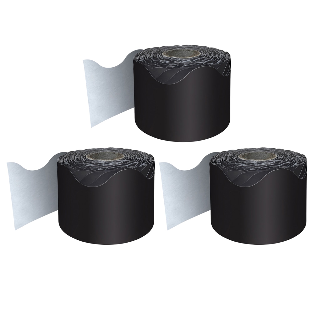 Carson Dellosa Education Rolled Scalloped Borders, Black, 65ft Per Roll, Pack Of 3 MPN:CD-108472-3