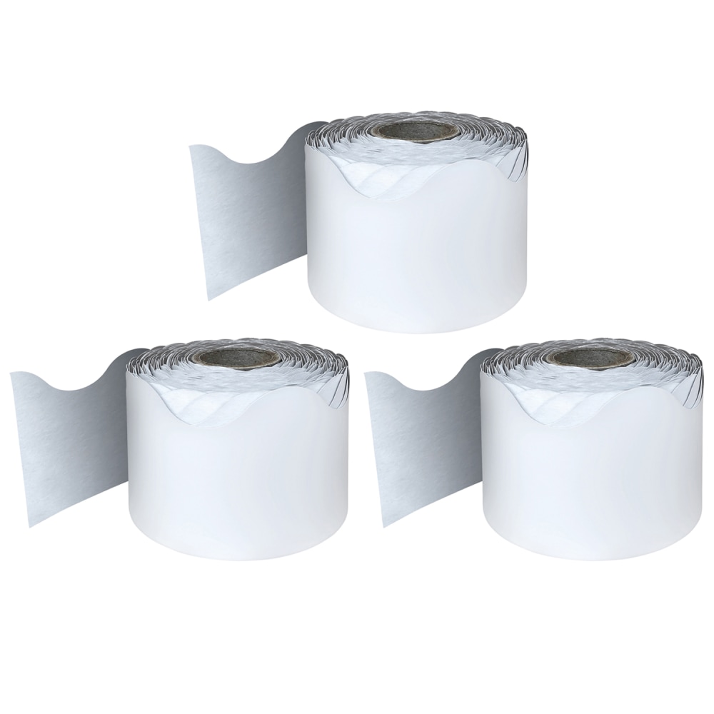 Carson Dellosa Education Rolled Scalloped Borders, White, 65ft Per Roll, Pack Of 3 Rolls MPN:CD-108473-3