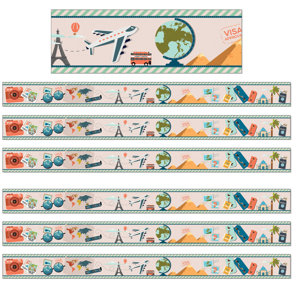 Carson Dellosa Education Straight Borders, Lets Explore, 36ft Per Pack, Set Of 6 Packs MPN:CD-108482-6