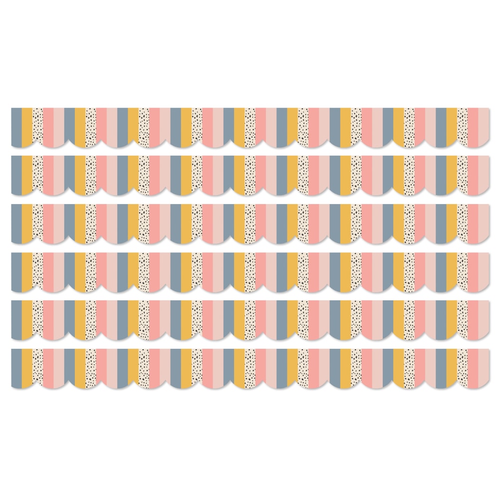 Carson Dellosa Education Scalloped Bulletin Board Borders, We Belong Stripes, 39ft Per Pack, Set Of 6 Packs MPN:CD-108493-6