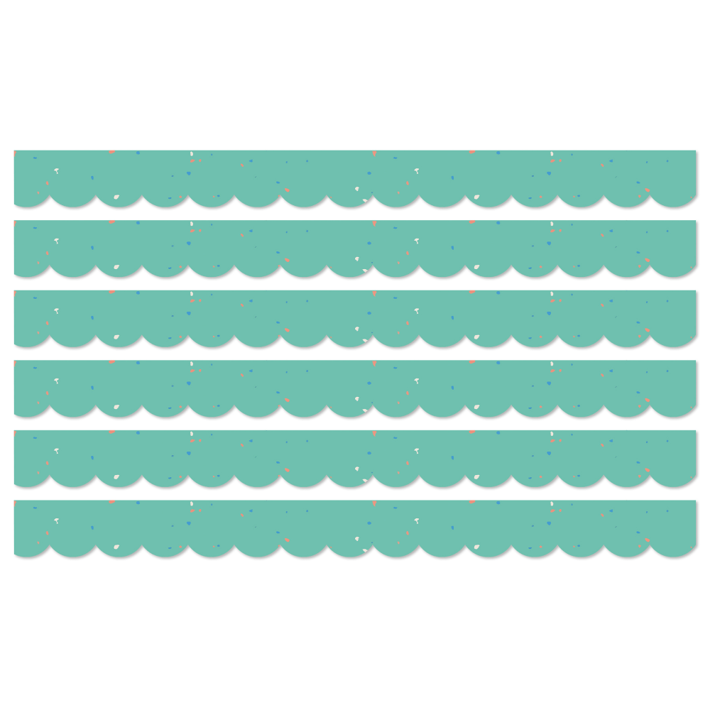 Carson Dellosa Education Scalloped Bulletin Board Borders, We Belong Speckled Teal, 39ft Per Pack, Set Of 6 Packs MPN:CD-108494-6