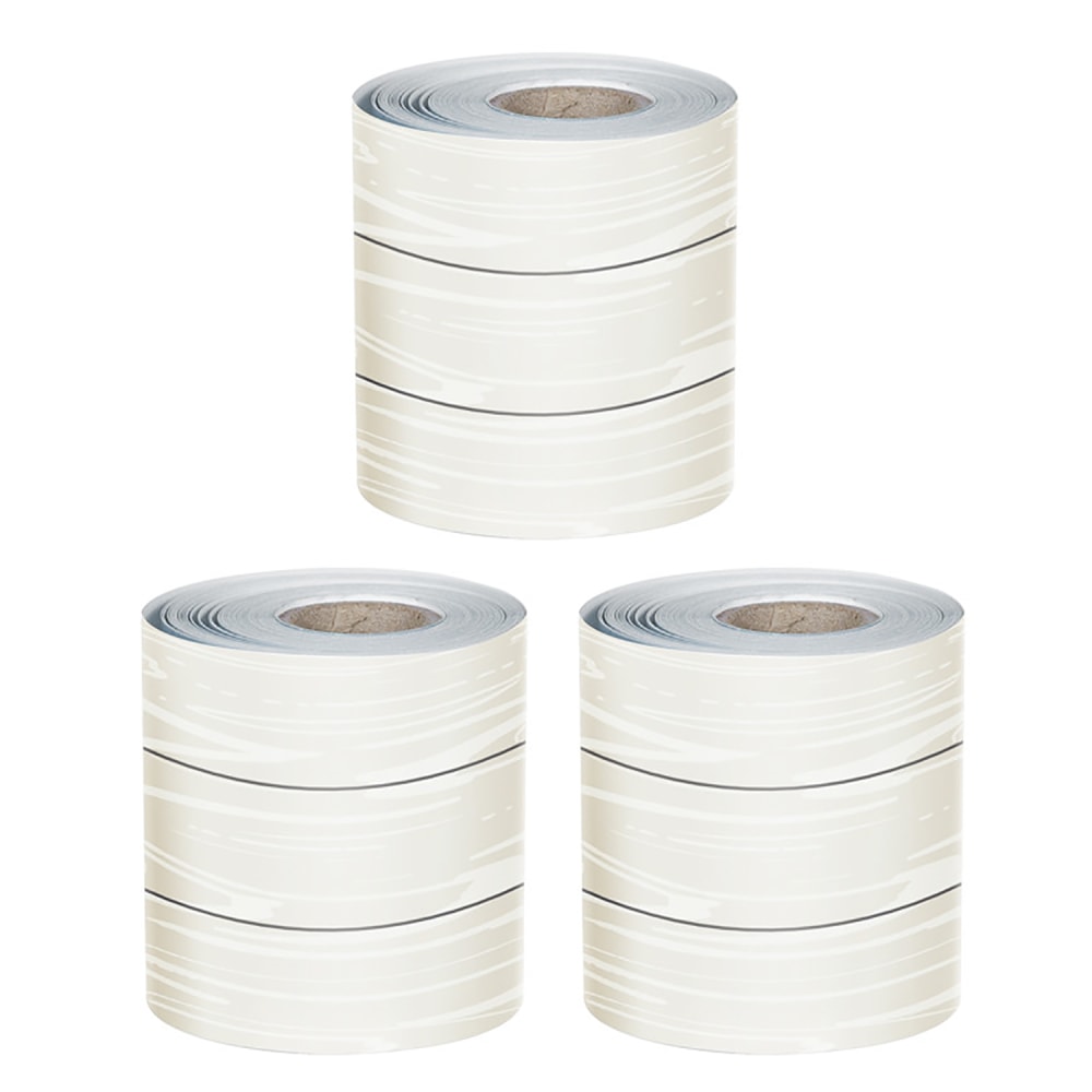 Carson Dellosa Rolled Straight Bulletin Board Borders, White Wood Grain, 65ft Per Roll, Pack Of 3 Rolls MPN:CD-108498-3