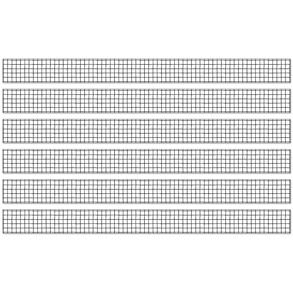 Carson Dellosa Education Happily Ever Elementary Creatively Inspired Straight Borders, Black & White Grid, 12 Borders Per Pack, Set Of 6 Packs MPN:CD-108501-6