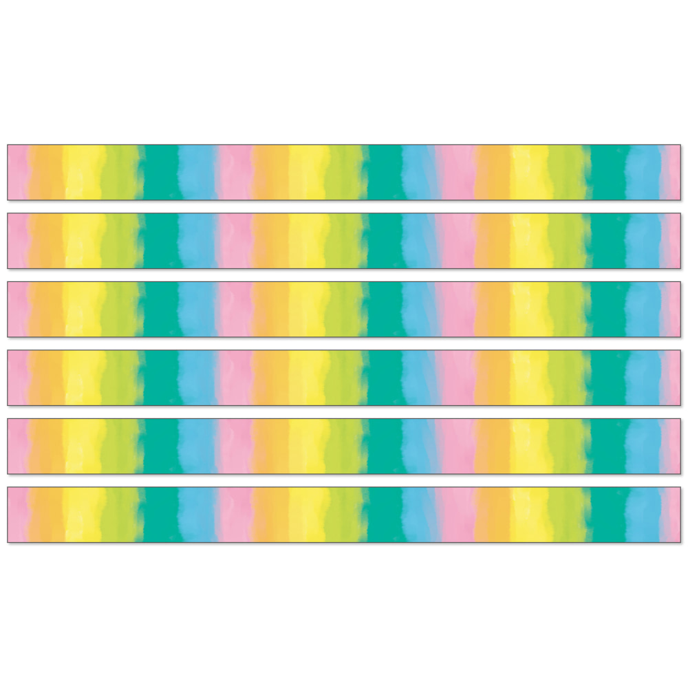 Carson Dellosa Education Happily Ever Elementary Creatively Inspired Straight Borders, Watercolor, 12 Borders Per Pack, Set Of 6 Packs MPN:CD-108503-6