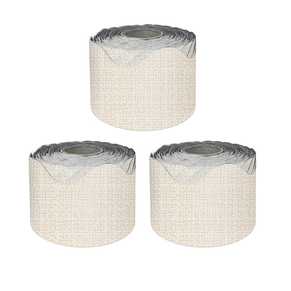 Carson Dellosa Education Rolled Scalloped Borders, Linen, 65ft Per Roll, Pack Of 3 Rolls MPN:CD-108505-3