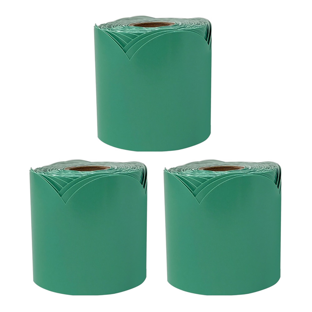 Carson Dellosa Education Rolled Scalloped Borders, Grow Together Jade Green, 65ft Per Roll, Pack Of 3 Rolls MPN:CD-108508-3