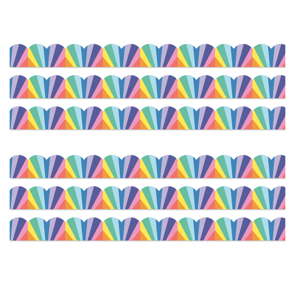 Carson Dellosa Education Scalloped Bulletin Board Borders, We Stick Together Rainbow Burst, 39ft Per Pack, Set Of 6 Packs MPN:CD-108518-6