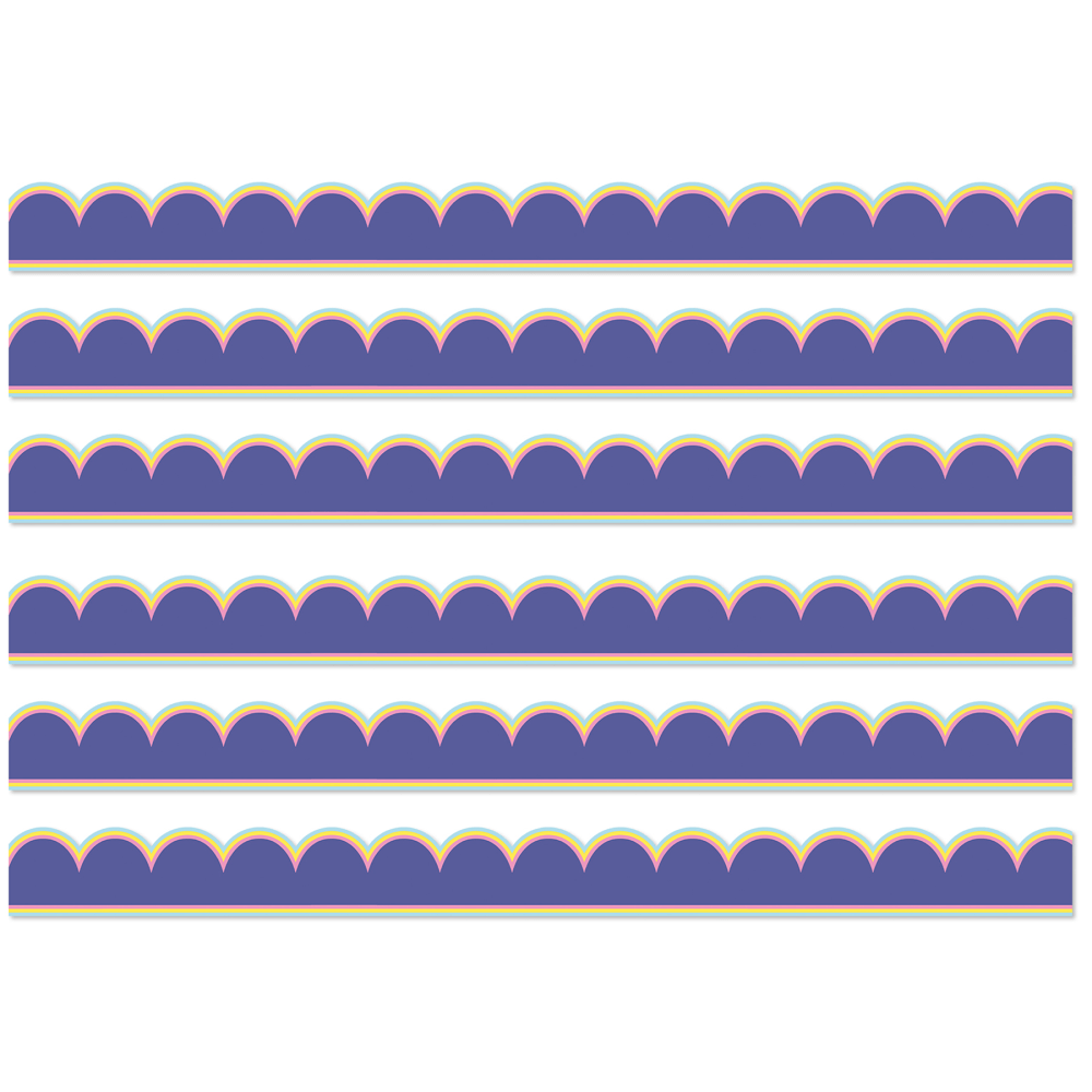 Carson Dellosa Education Scalloped Bulletin Board Borders, We Stick Together Pop of Purple, 39ft Per Pack, Set Of 6 Packs MPN:CD-108519-6