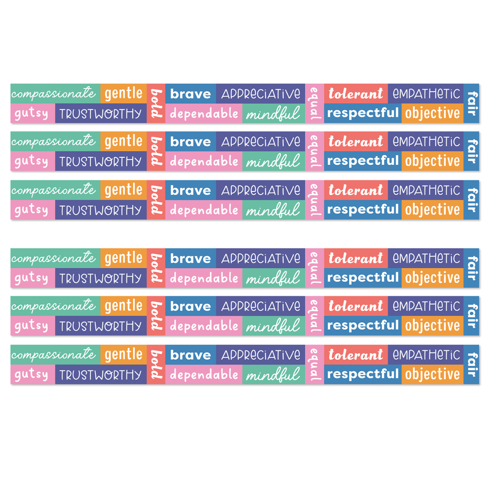Carson Dellosa Education Straight Border, We Stick Together Positive Words, 36ft Per Pack, Set Of 6 Packs MPN:CD-108520-6