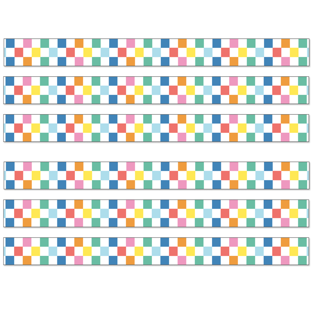 Carson Dellosa Education Straight Border, We Stick Together Checkered Rainbow, 36ft Per Pack, Set Of 6 Packs MPN:CD-108521-6