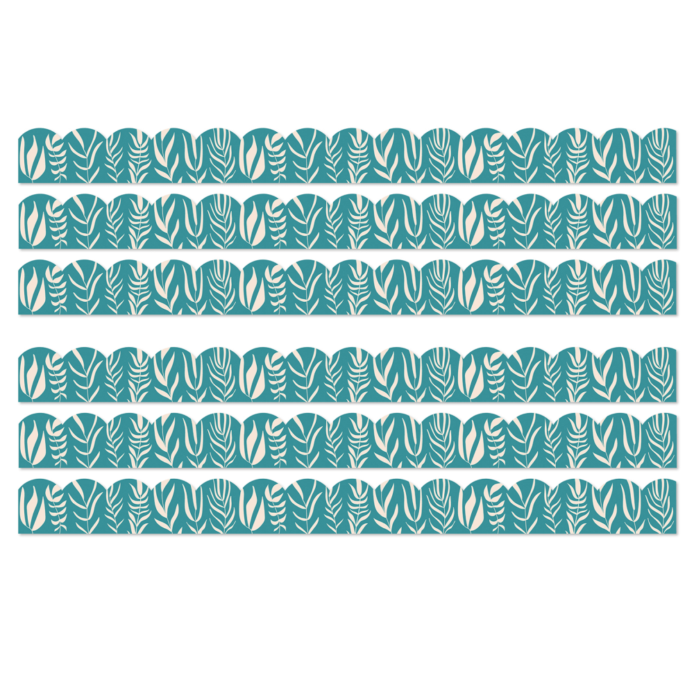Carson Dellosa Education Scalloped Bulletin Board Borders, True to You Teal with Leaves, 39ft Per Pack, Set Of 6 Packs MPN:CD-108522-6
