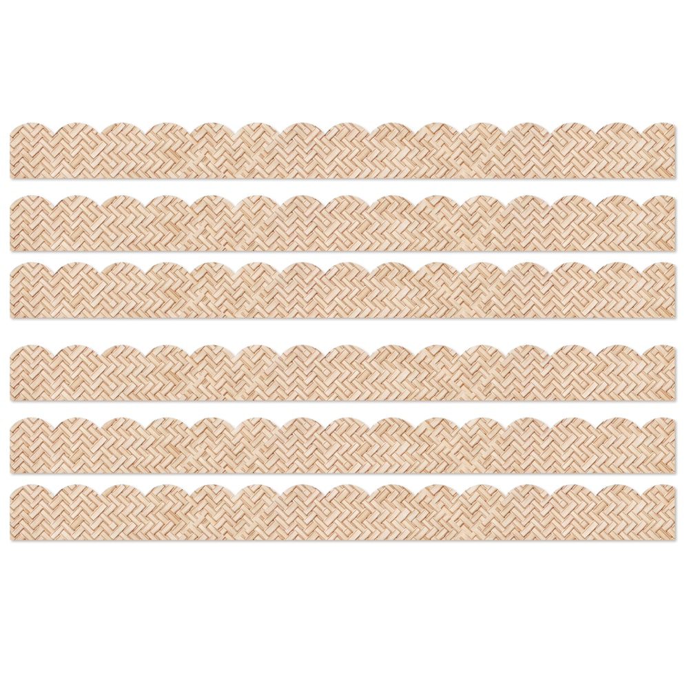 Carson Dellosa Education Scalloped Bulletin Board Borders, True to You Woven Bamboo, 39ft Per Pack, Set Of 6 Packs MPN:CD-108523-6