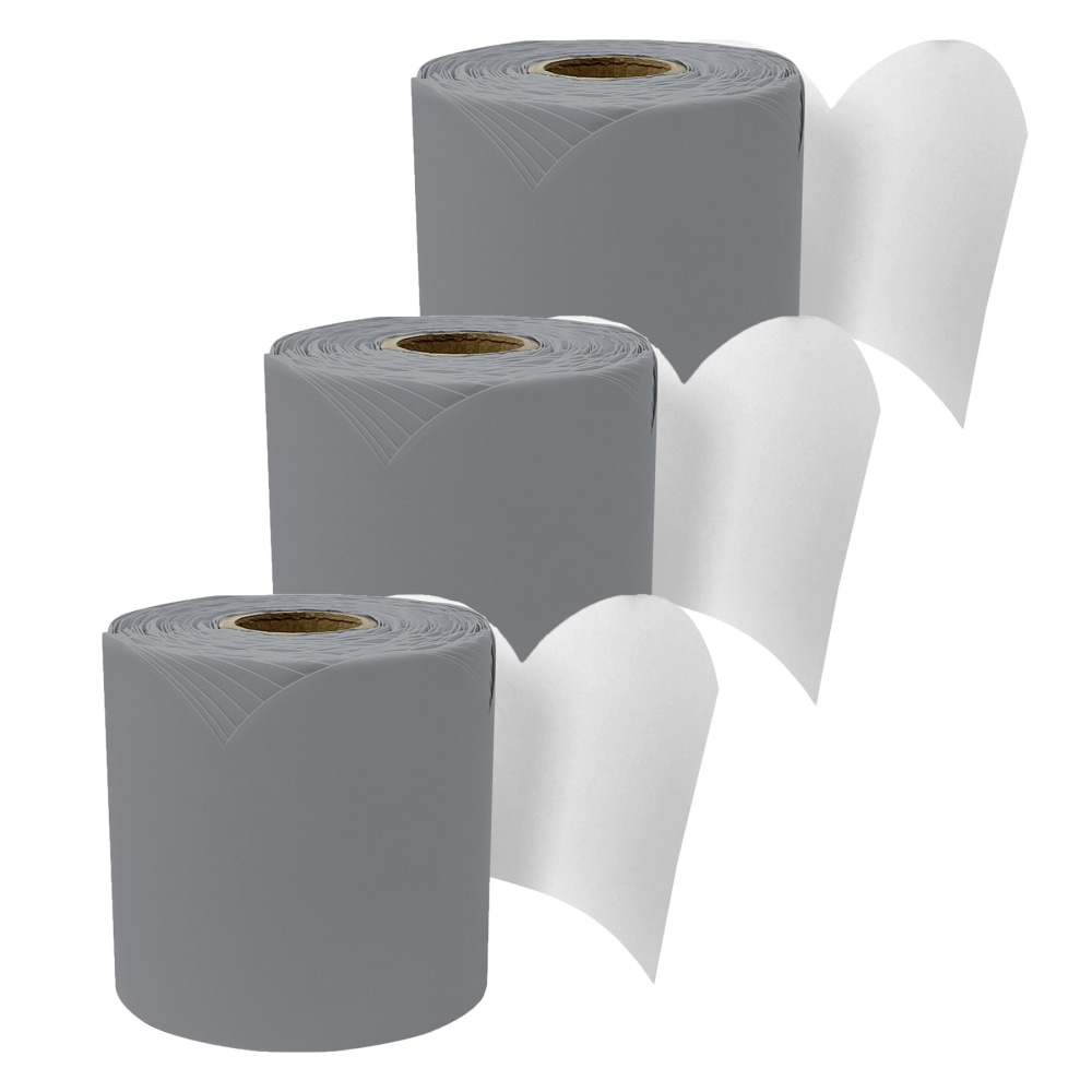 Carson Dellosa Education Rolled Scalloped Bulletin Board Border, Steel Gray, 65 Feet, Pack Of 3 MPN:CD-108539-3