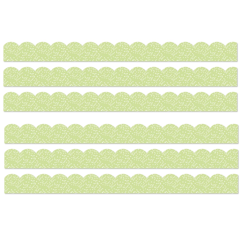 Carson Dellosa Education Scalloped Border, Crafty and Cool Light Green with Dots, 39 Feet Per Pack, Set Of 6 Packs MPN:CD-108547-6