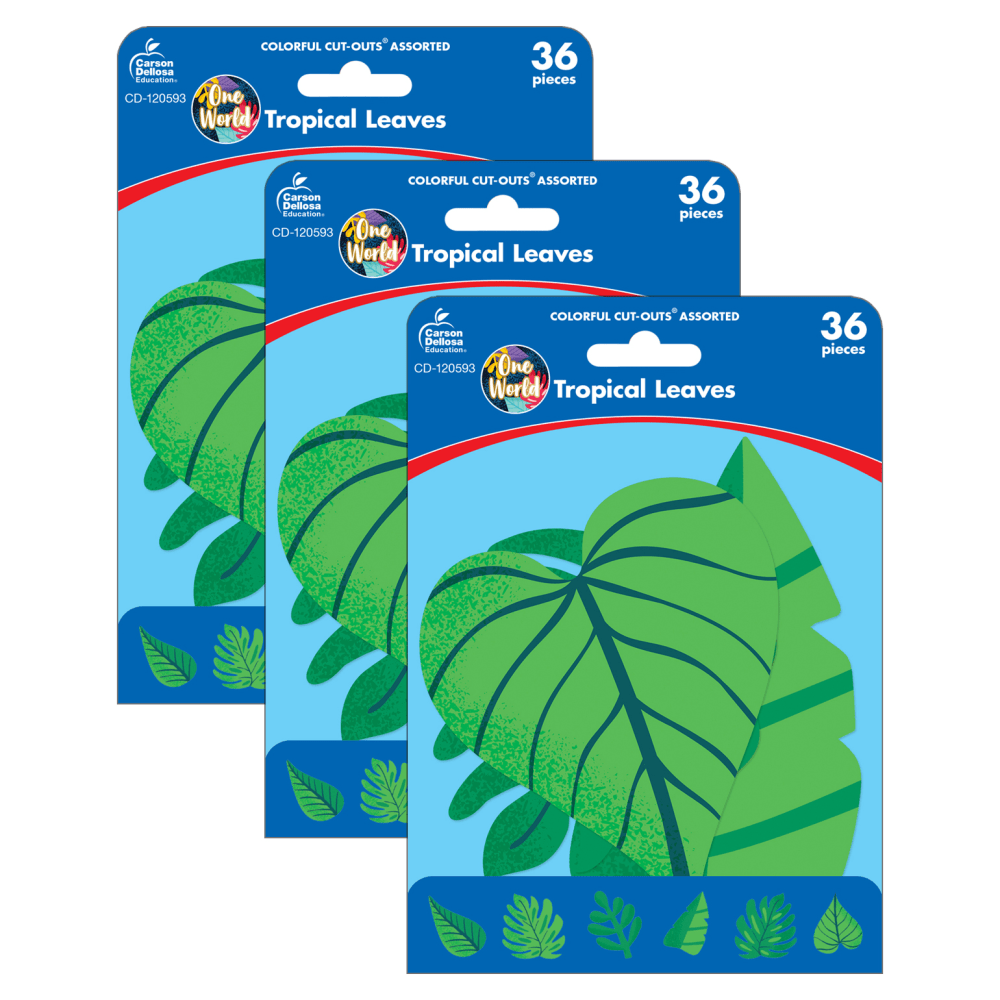 Carson Dellosa Education Cut-Outs, One World Tropical Leaves, 36 Cut-Outs Per Pack, Set Of 3 Packs MPN:CD-120593-3