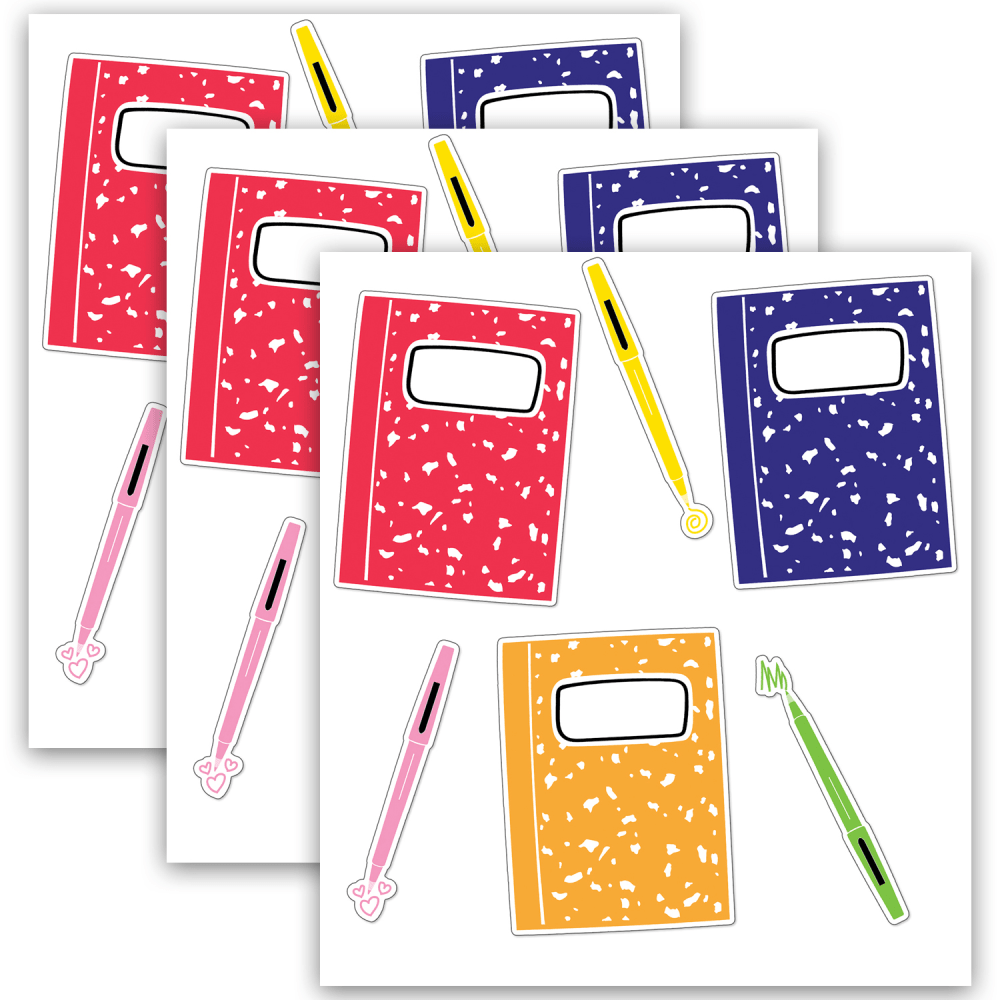 Carson Dellosa Education Cut-Outs, Notebooks And Pens, 36 Cut-Outs Per Pack, Set Of 3 Packs MPN:CD-120632-3