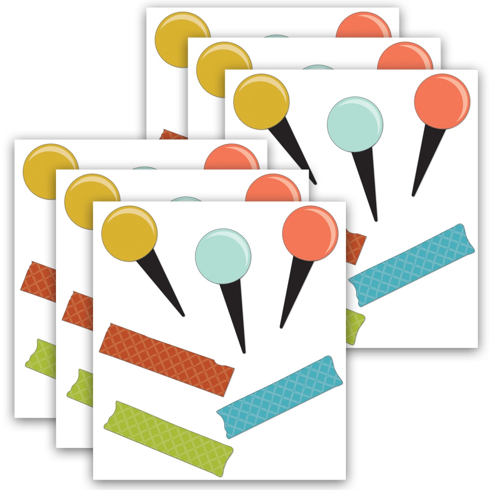 Carson Dellosa Education Mini Cut-Outs, Lets Explore Pins & Tape, 60 Pieces Per Pack, Set Of 6 Packs MPN:CD-120635-6