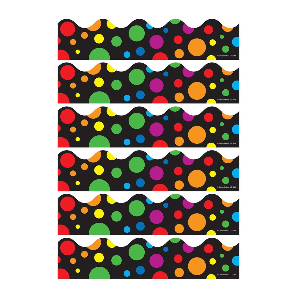 Carson Dellosa Education Scalloped Borders, 2-1/4in x 36in, Big Rainbow Dots, 12 Borders Per Pack, Set Of 6 Packs MPN:CD-1255-6