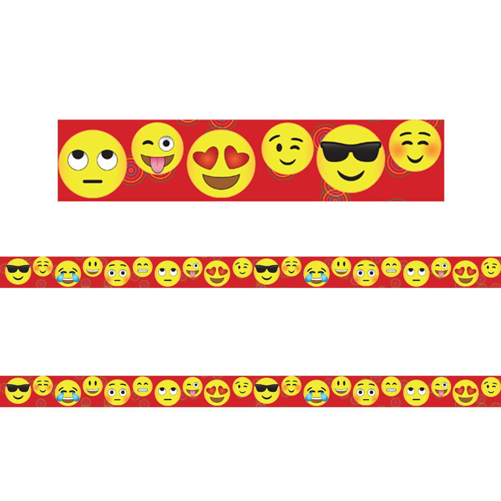 Charles Leonard Rectangle Cut Borders/Trims, Emoji, 24' Per Pack, Set Of 2 Packs MPN:CHL28102-2