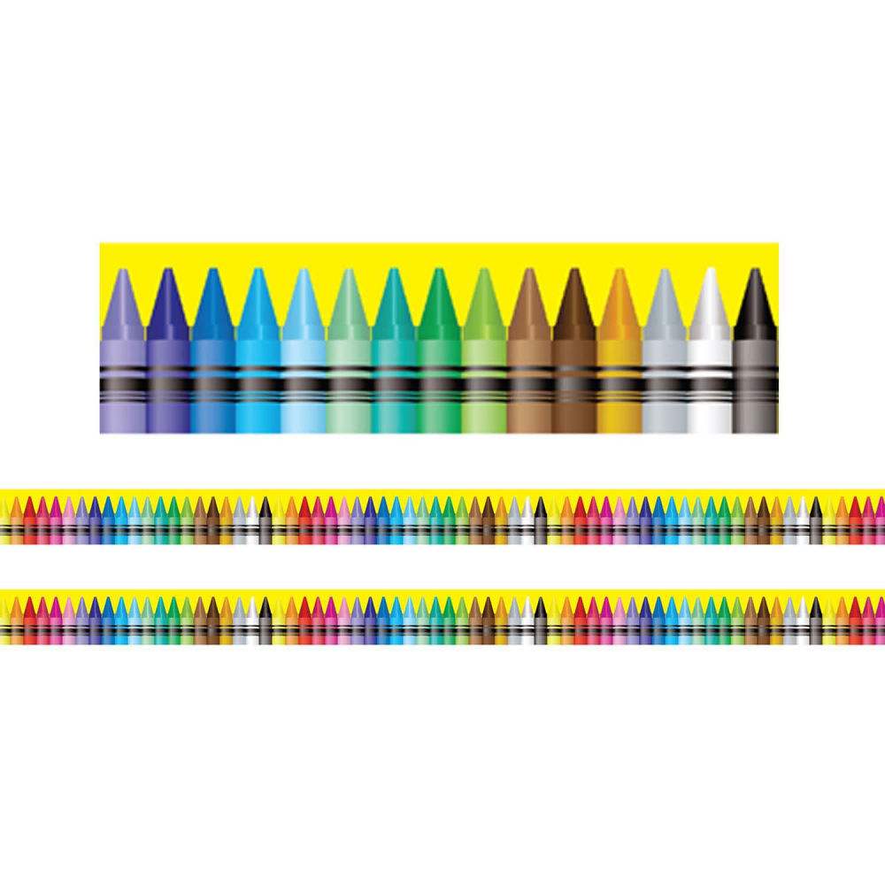 Charles Leonard Rectangle Cut Borders/Trims, Crayon, 24' Per Pack, Set Of 2 Packs MPN:CHL28106-2