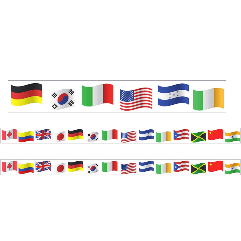 Charles Leonard Rectangle Cut Borders/Trims, World Flags, 24' Per Pack, Set Of 2 Packs MPN:CHL28108-2