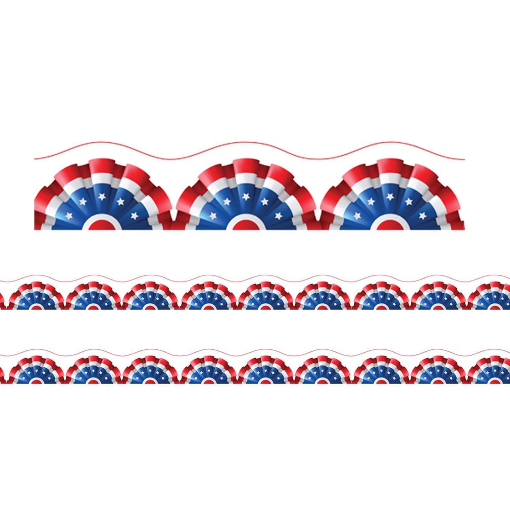 Charles Leonard Scallop Cut Borders/Trims, Patriotic Theme, 24' Per Pack, Set Of 2 Packs MPN:CHL28203-2