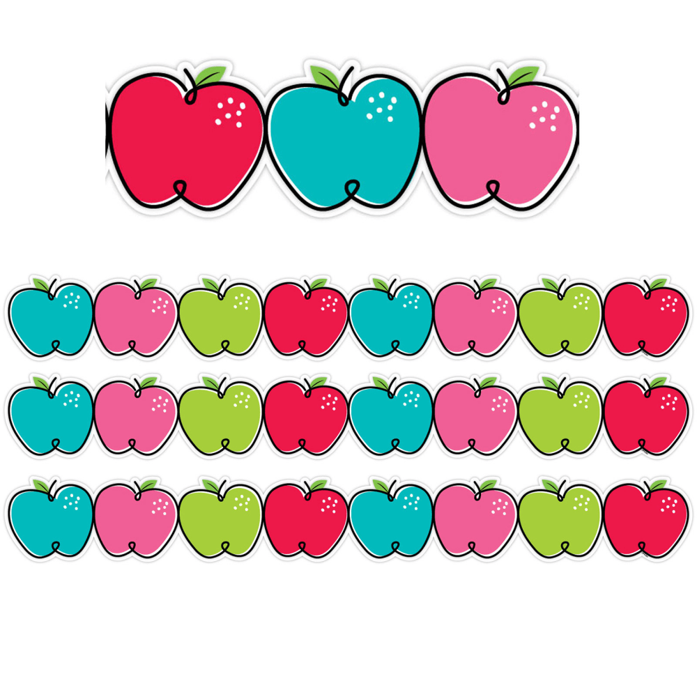 Creative Teaching Press EZ Borders, Doodle Apples, 48' Per Pack, Set Of 3 Packs MPN:CTP10417-3