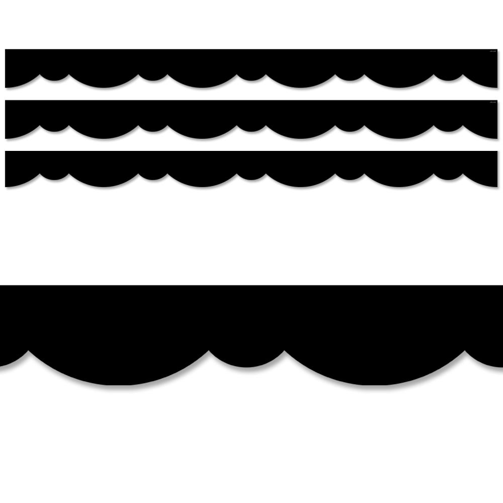 Creative Teaching Press EZ Borders, Core Decor Black Stylish Scallops, 48' Per Pack, Set Of 3 Packs MPN:CTP10457-3