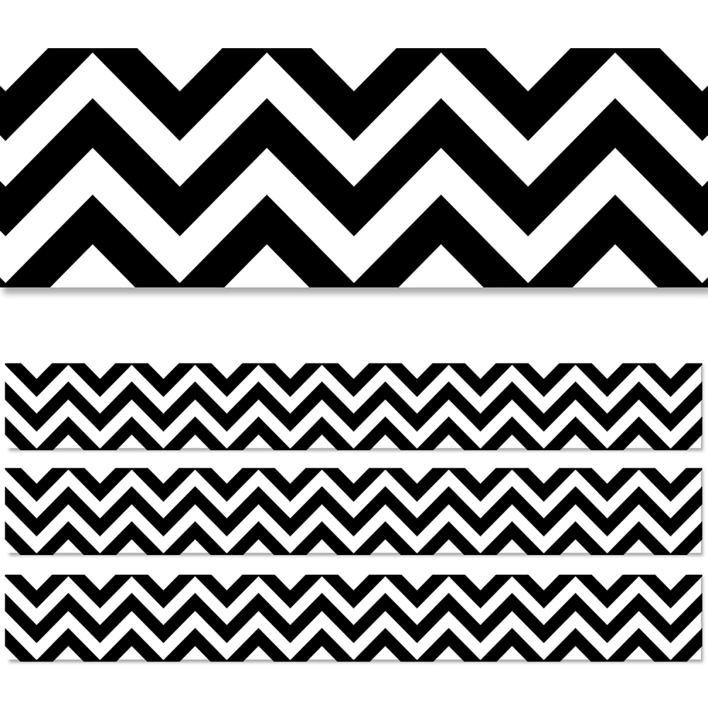 Creative Teaching Press EZ Borders, Black Chevron, 48' Per Pack, Set Of 3 Packs MPN:CTP10469-3