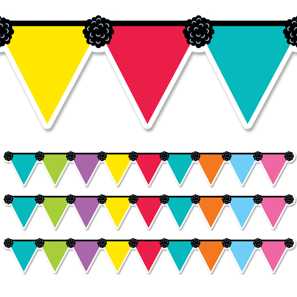 Creative Teaching Press EZ Borders, Pennant Party, 48' Per Pack, Set Of 3 Packs MPN:CTP10476-3
