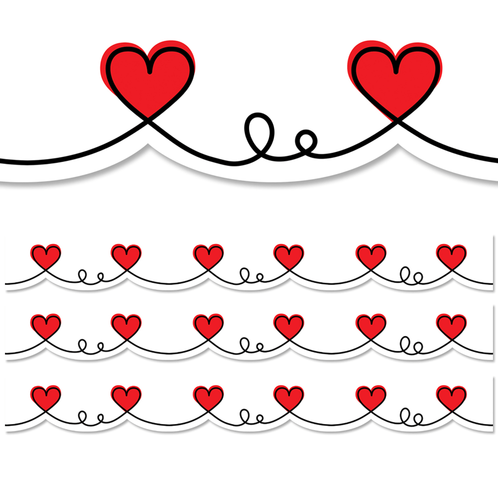 Creative Teaching Press EZ Borders, Doodle Hearts, 48' Per Pack, Set Of 3 Packs MPN:CTP10479-3