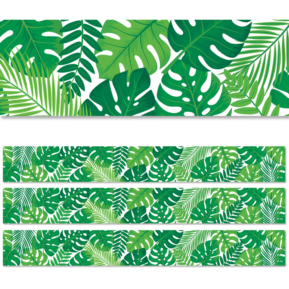 Creative Teaching Press EZ Borders, Tropical Leaves, 48' Per Pack, Set Of 3 Packs MPN:CTP10480-3