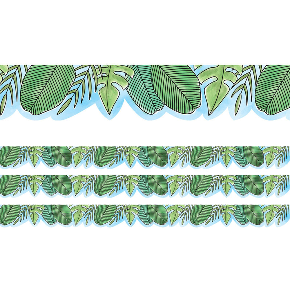 Creative Teaching Press Scallops EZ Borders, Safari Friends Jumbo Leaves, 24 Borders Per Pack, Set Of 3 Packs MPN:CTP10513-3
