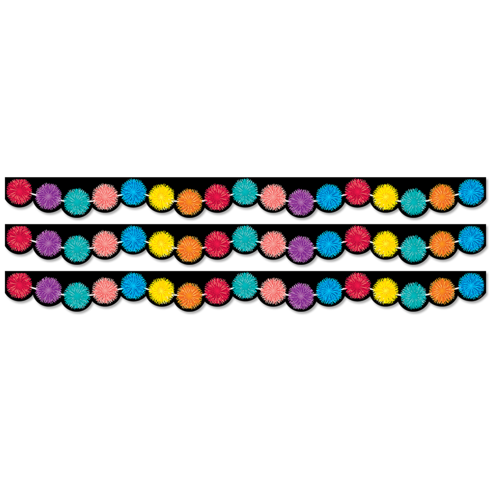 Creative Teaching Press Scallops EZ Borders, Pom Poms, 24 Borders Per Pack, Set Of 3 Packs MPN:CTP10515-3