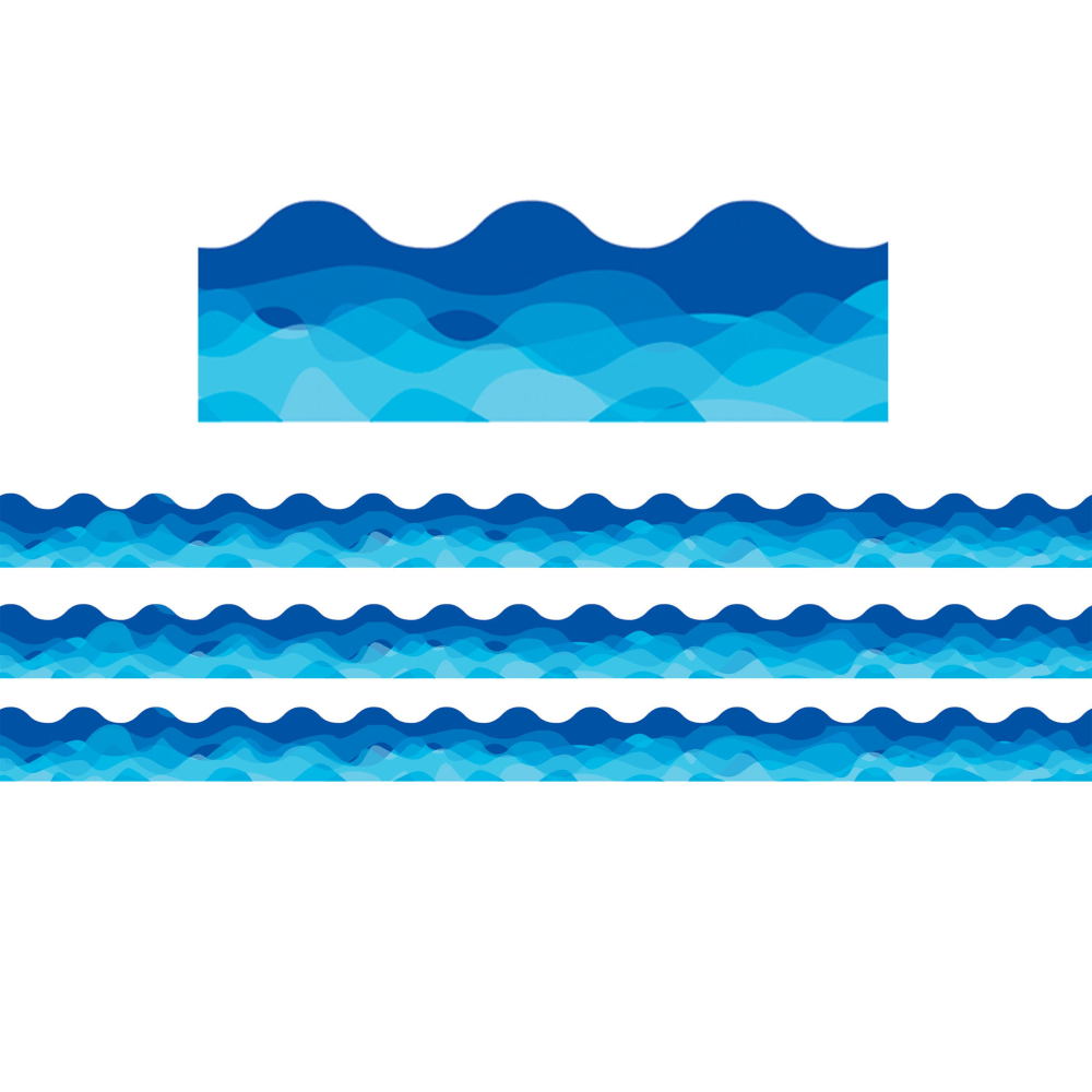 Creative Teaching Press Scallops EZ Borders, Waves Of Blue, 24 Borders Per Pack, Set Of 3 Packs MPN:CTP10573-3