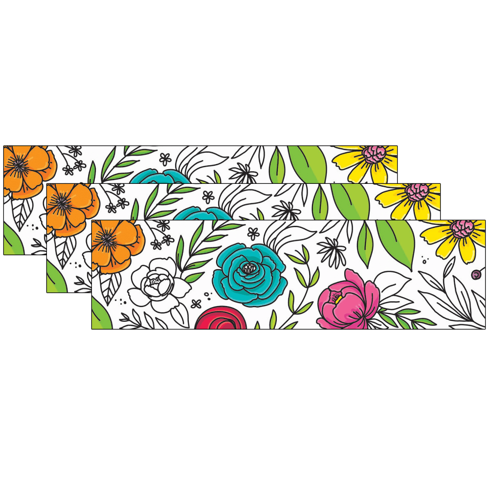 Creative Teaching Press EZ Borders, Bright Blooms Doodly Blooms, 48' Per Pack, Set Of 3 Packs MPN:CTP10672-3