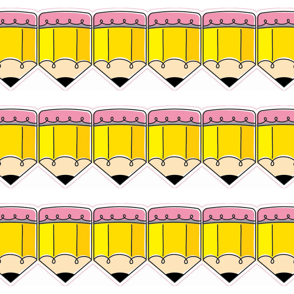 Creative Teaching Press EZ Borders, Doodle Pencils, 48' Per Pack, Set Of 3 Packs MPN:CTP10673-3