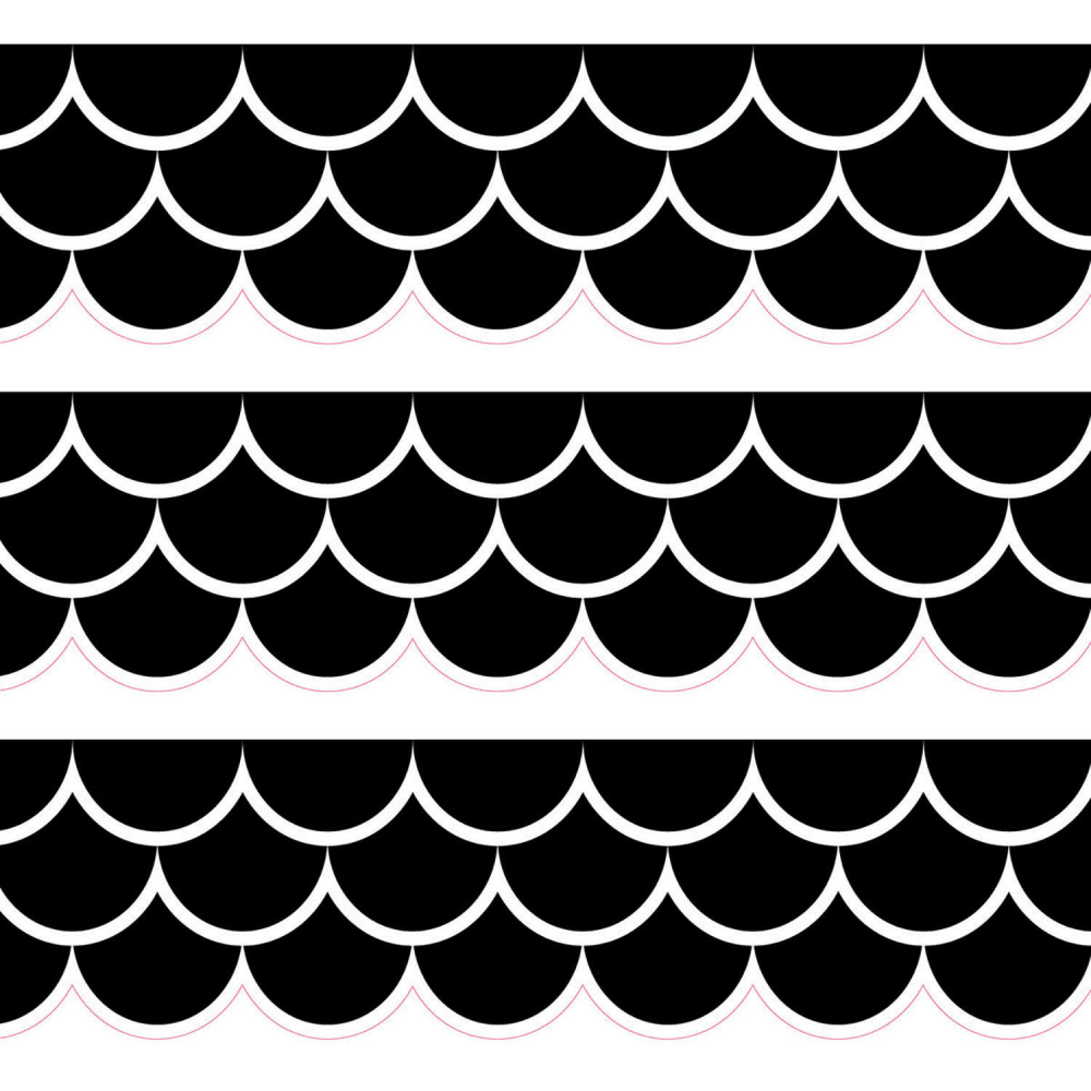Creative Teaching Press EZ Borders, Black Scallops, 48' Per Pack, Set Of 3 Packs MPN:CTP10674-3