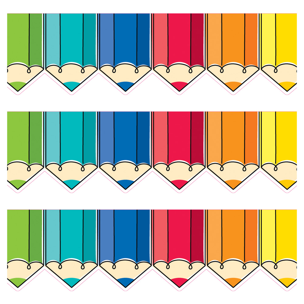 Creative Teaching Press EZ Borders, Colorful Doodle Pencils, 24 Borders Per Pack, Set Of 3 Packs MPN:CTP10877-3