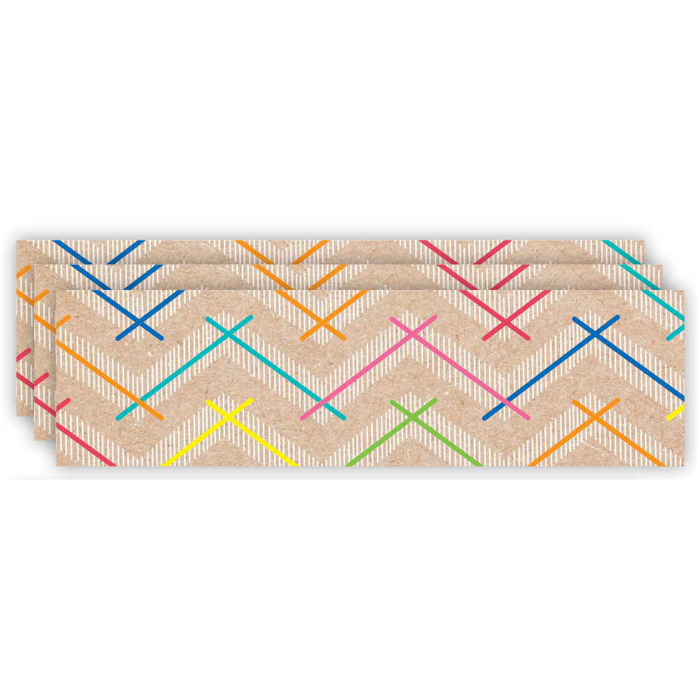 Creative Teaching Press EZ Borders, Krafty Pop Colorful Kraft Chevron, 24 Borders Per Pack, Set Of 3 Packs MPN:CTP10903-3